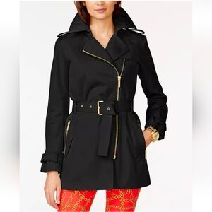 Michael Kors Belted Front Zip Trench Coat Women's